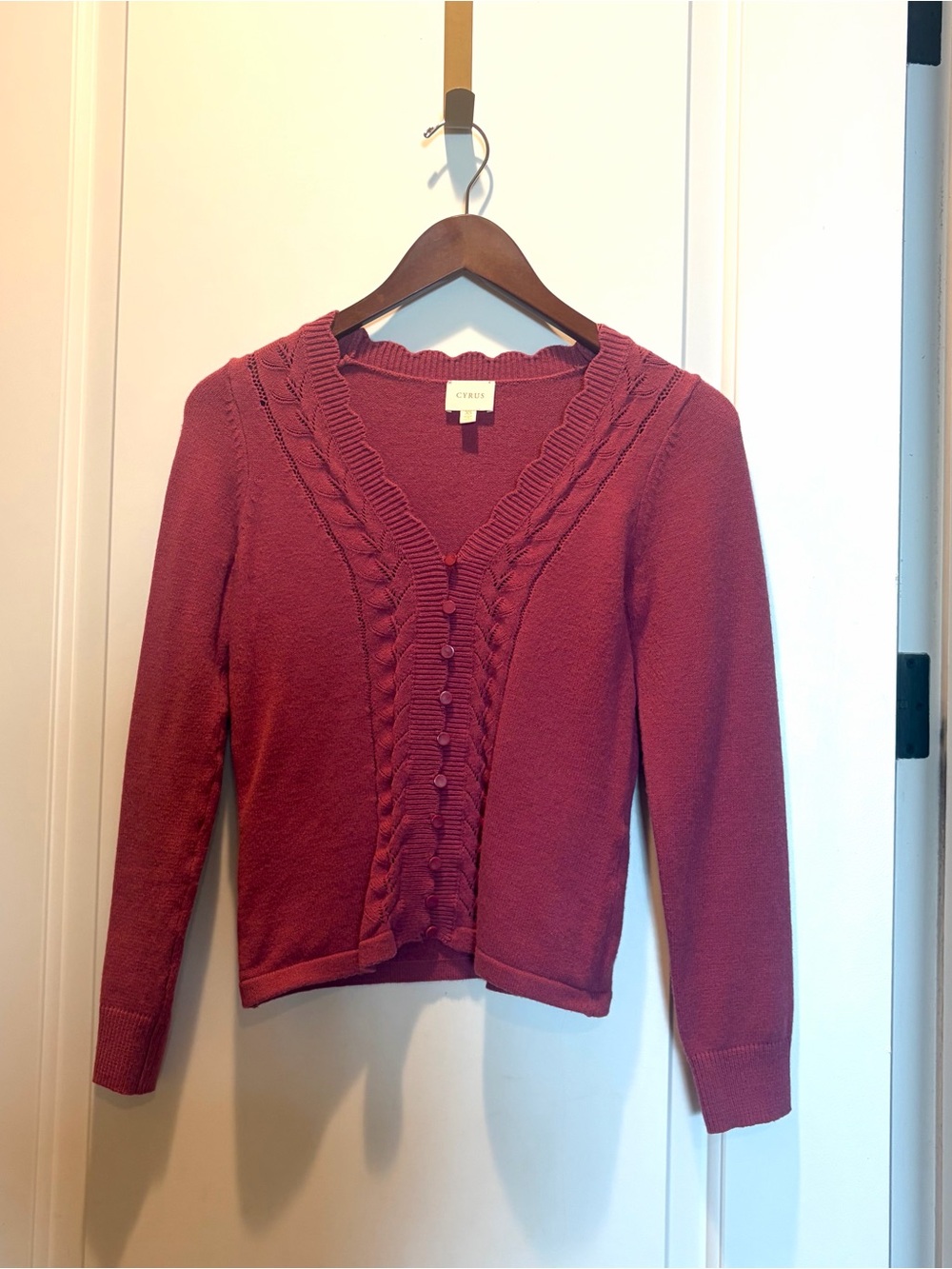 Cyrus Cable Trim V-Neck Cardigan Sweater